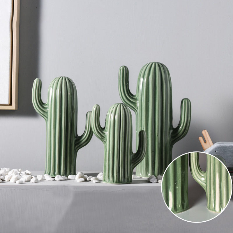 Nordic Stijl Creatieve Keramiek Cactus Ornamenten Woonkamer Desktop Decoratieve Simulatie Groene Plant Beeldjes Woondecoratie