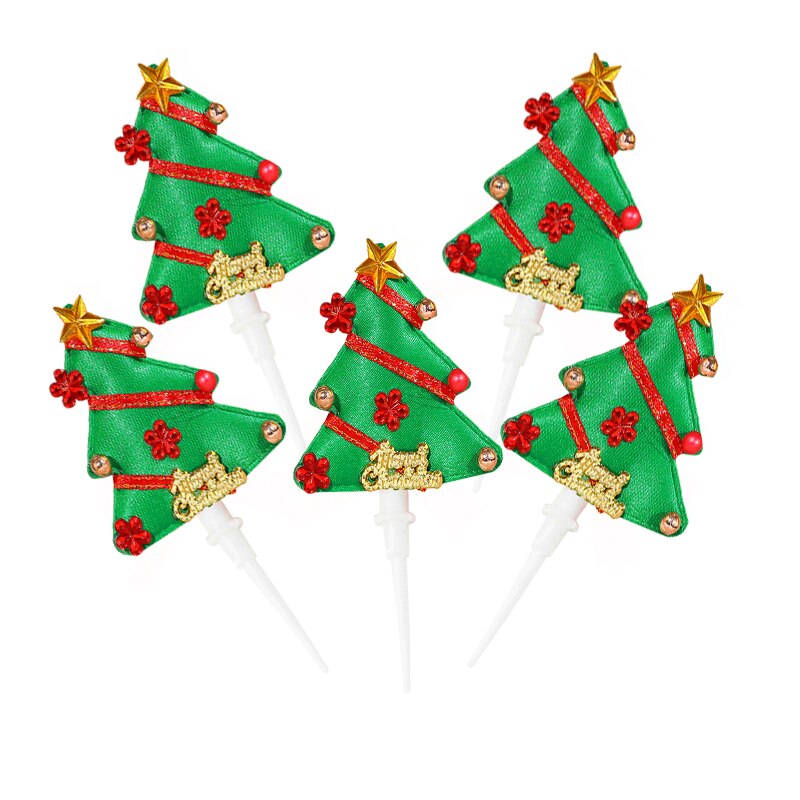 5pcs Christmas Cake Topper Mini Xmas Tree Wreath Shape Cupcake Topper for Merry Christmas Kids Favor Baking Dessert Decoration 7: B06-5pcs
