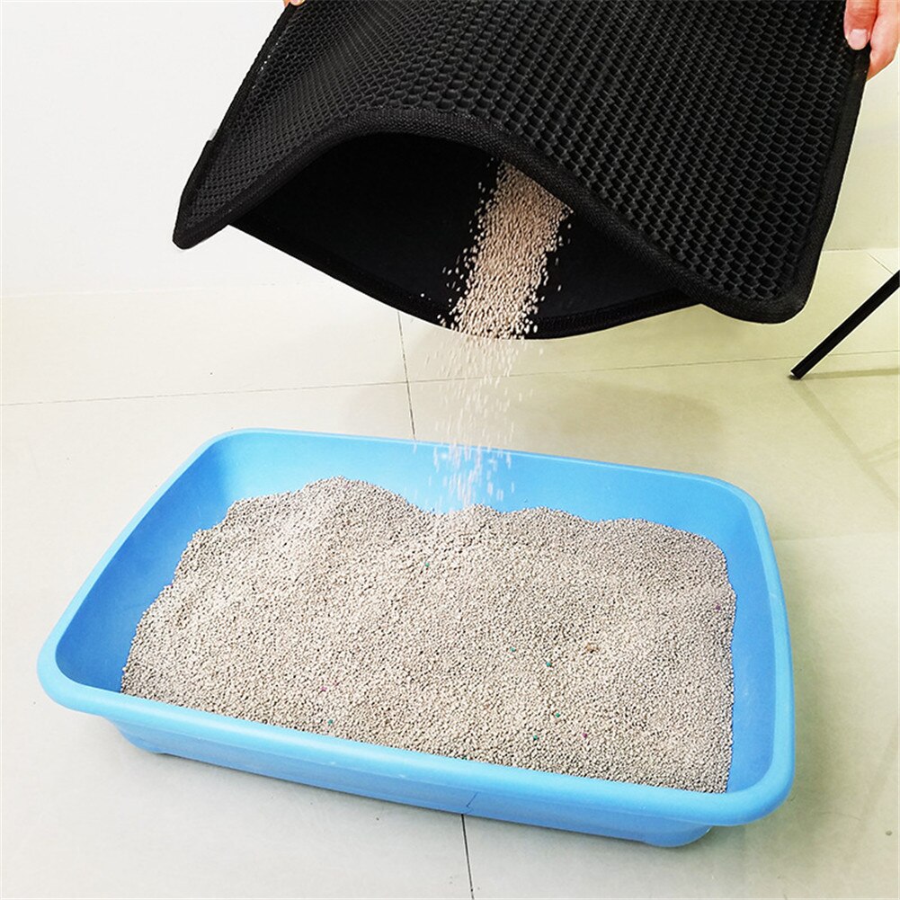 Cat Litter Mat Waterproof Pet Double EVA Layer Non-slip Foldable Kitten Sand Pads Layer Litter Box Cleaning House Cats Toilet