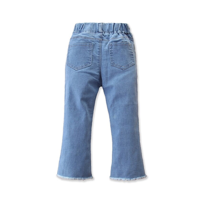 Otoño Jeans nuevos para niñas bebé flores vaqueros pantalones niños Jeans sólido Casual desenfadada Chicas lindas jóvenes ropa