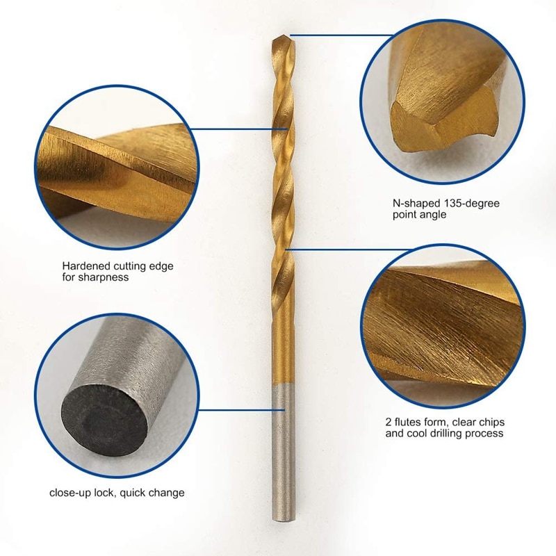120 stk titanium boresæt hss bor til metal, stål, træ, plast, kobber, aluminiumslegering , 1mm to 3.5mm