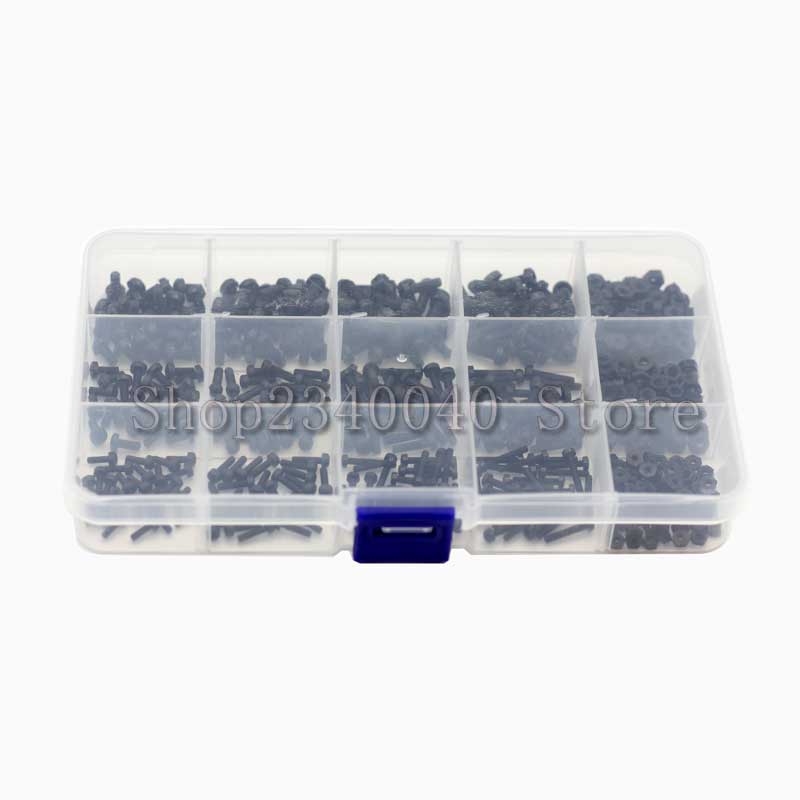 480pcs M2 M2.5 M3 Metric Threaded Black White Nylon Plastic Phillips Pan Head Cross Round Screw Bolt Hex Nuts length 6mm-12mm