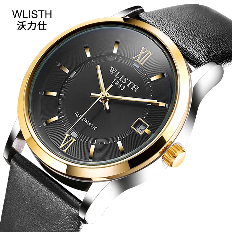 Top Luxe Gouden Heren Horloges Luxe Casual Wlisth Lederen Mannen Kijken Mechanische Automatische Horloge Relogio Masculino