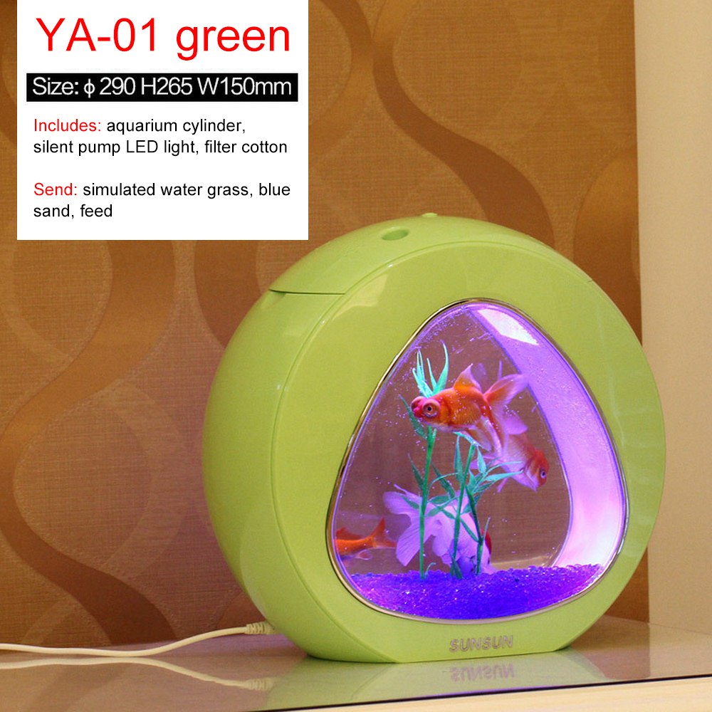 4l økologi fisk tank integration filter ledet lys system mini nano tank kontor desktop akvarium: Grøn