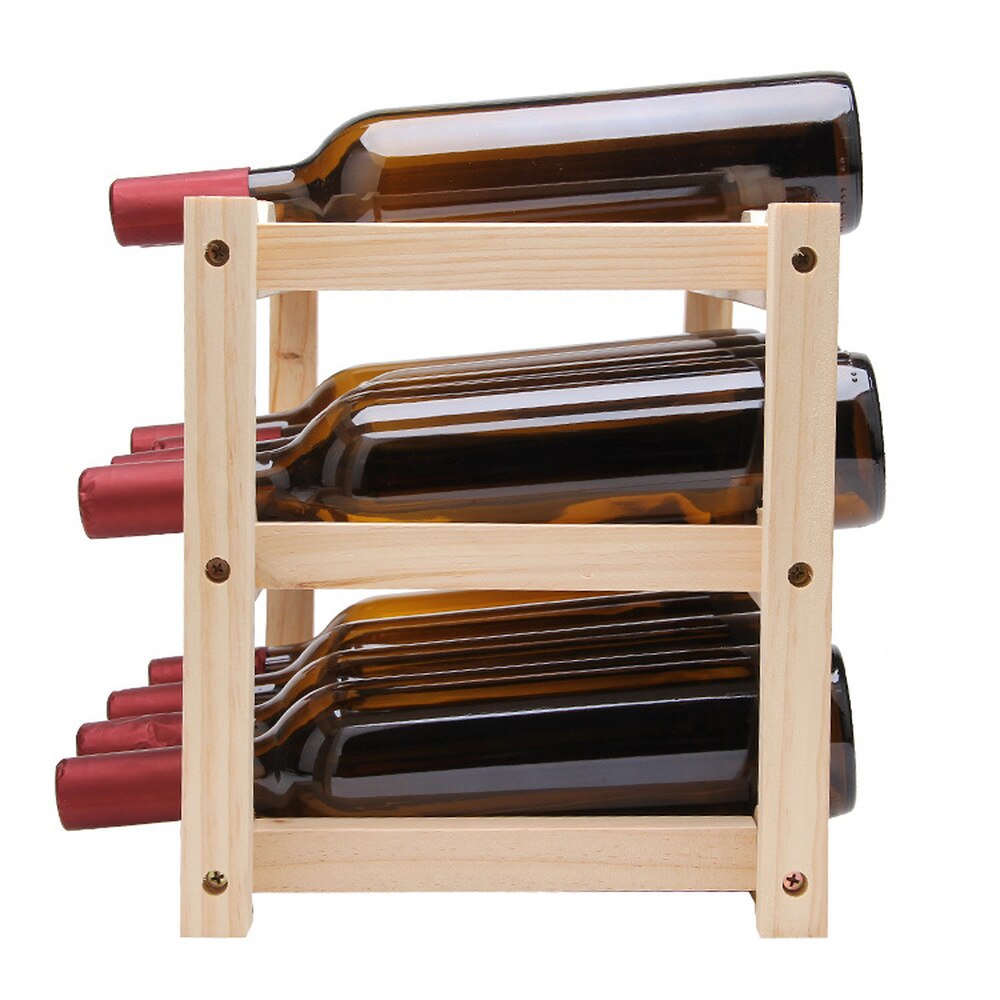 12Bottle Red Wine Rack DIY Beer Holder Kitchen Bar Solid Wood Display Shelf room wine cabinet hotel wine bottle rack WF