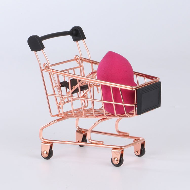 Baby Kids Simulation Mini Shopping Cart Toys Supermarket Folding Trolley Handcart Funny Kids Toys Storage Basket 12*8.5*11cm: Rosy Gold