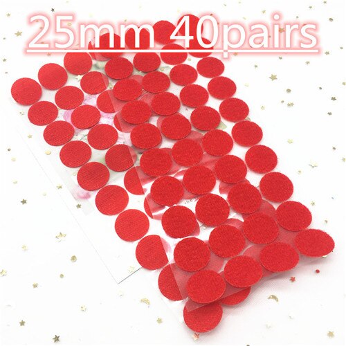 40pair 25mm Colorful Velcros Adhesive Self Adhesive Fastener Tape Hooks And Loops Strong Glue Magic Tape Dot Sticker Nylon Disc: 25mm red 40pairs