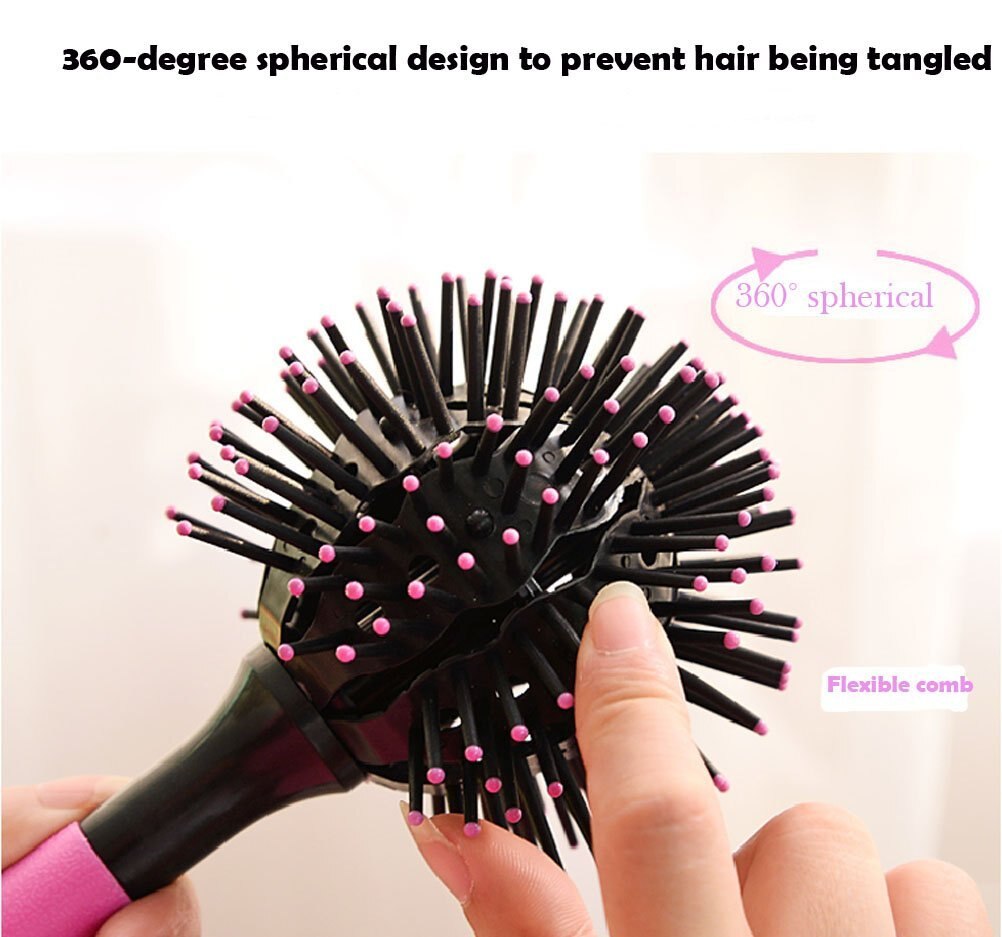3D Round Hair Brush Hair Comb Salon make up 360 degree Ball Styling Tools Magic Detangling Hairbrush Heat Resistant Women Comb
