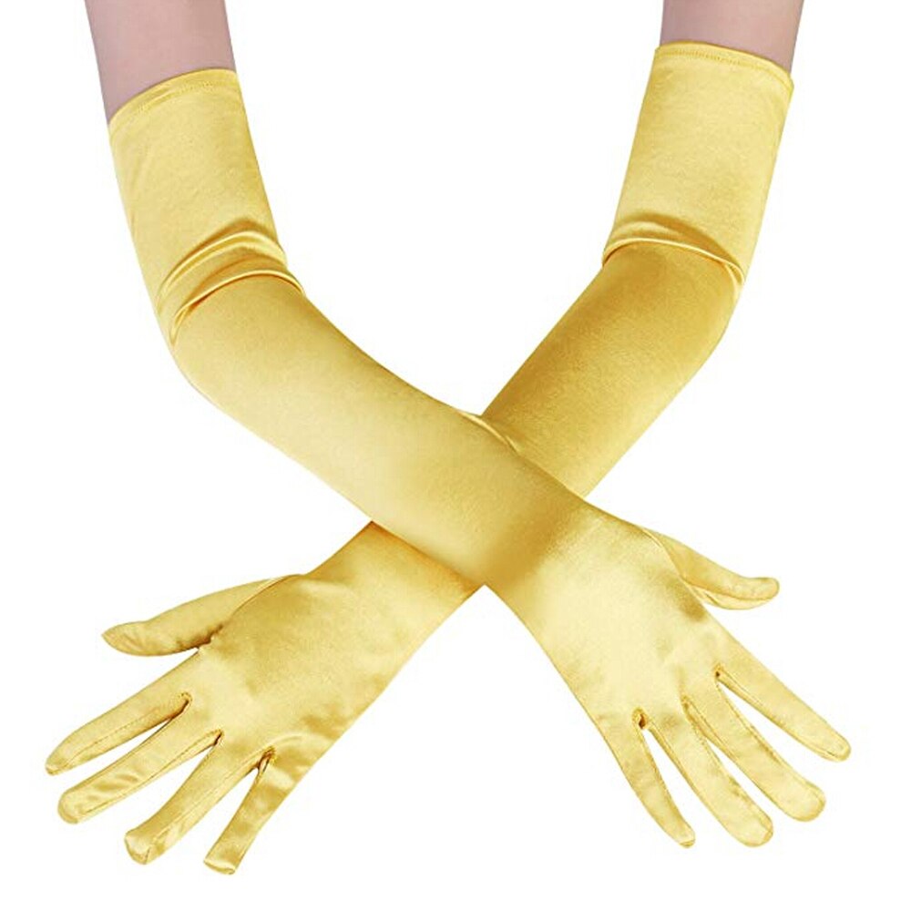 Lange Handschuhe Satin- Oper Abend Party Prom Kostüm Handschuh Schwarz Blau Gold Rosa Party Handschuhe: Gold
