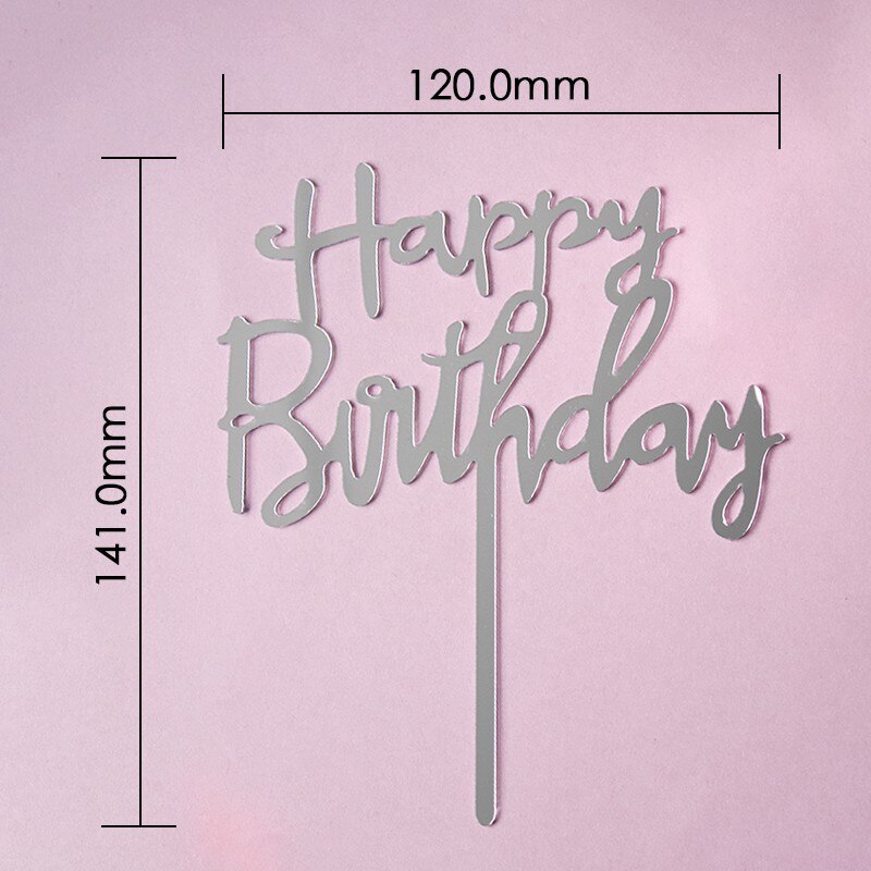 Pak Van 10 Stuks Gelukkige Verjaardag Cake Topper Cake Insert Taart Decoratie Zilver
