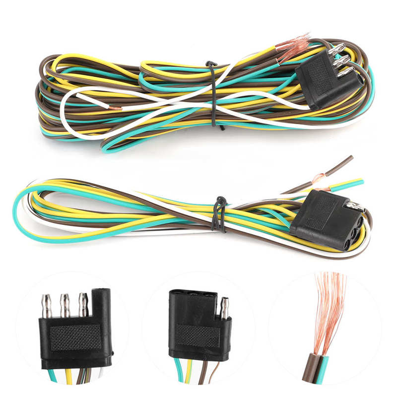Trailer Wiring Harness Extension Kit 25FT 6.7+1.2m 4 Wire 4-Flat 4 Pin with Male Female Plug Trailer Wiring Harness Kit