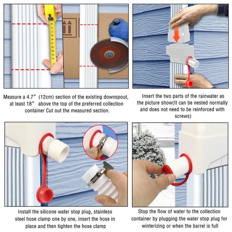 Silicone Plug Downspout Rain Water Collection Diverter Connector System Colander 2x3 In With Silicone Plug Accessory