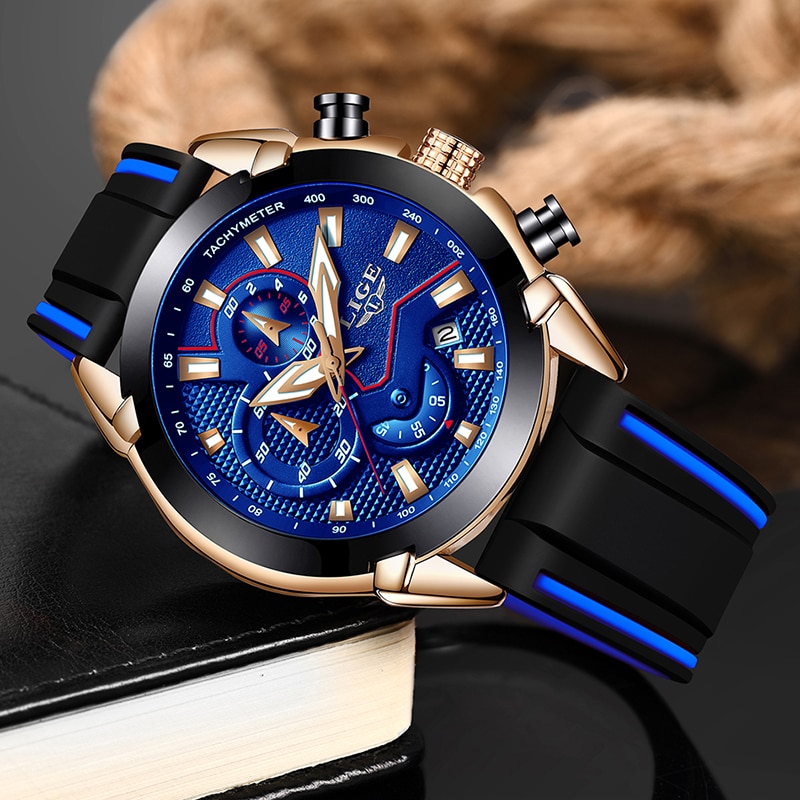 Lige heren sporthorloge lichtgevend waterdicht quartzhorloge heren multifunctioneel chronograaf polshorloge prijs