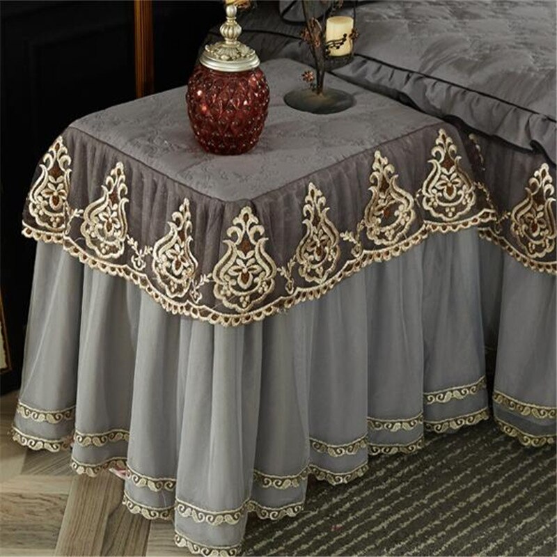 Euro-stil 50 x 60cm blonderdug altomfattende tykt borddæksel sengebord dekorativt bord støvdæksel flerfarvet: Gråblå