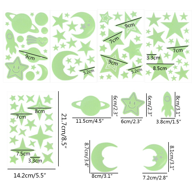 Luminous Stars Moon Wall Stickers Fluorescent Glow In The Dark for Kids Bedroom Baby Nursery Home Ceiling Decoration Wall Decals
