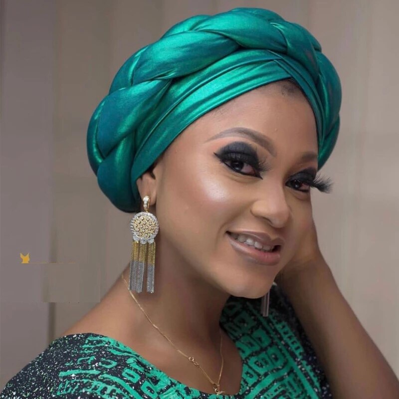 Female Turban Caps Cross Ready To Wear Headscarf Bonnet Arab Head Wraps African Women Braid Turbans Auto Gele Headties