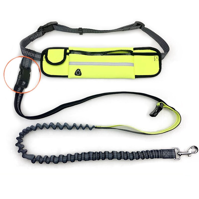 Hand Gratis Elastische Hondenlijn Verstelbare Gewatteerde Taille Reflecterende Running Jogging Wandelen Huisdier Lood Riem Met Pouch Tassen