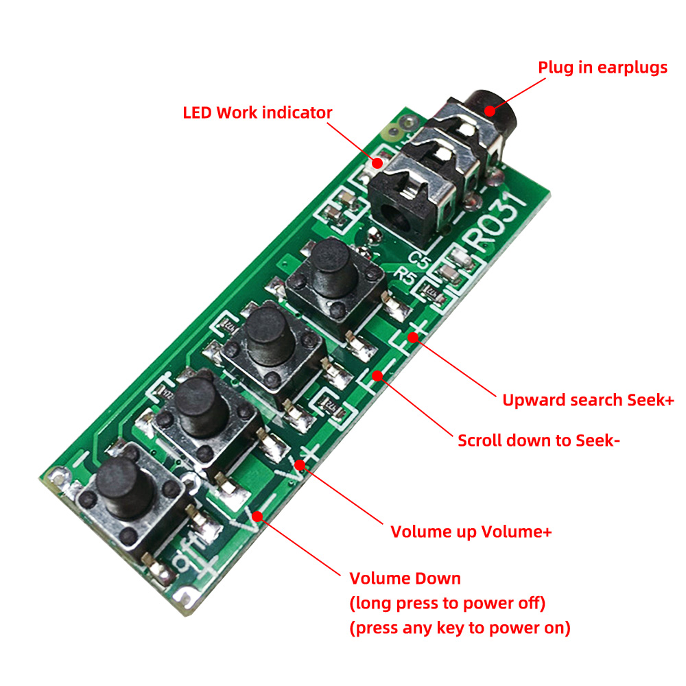 76.0MHz--108.0MHz RDA5807 Stereo Two-channel FM Radio Module FM Receiver Board