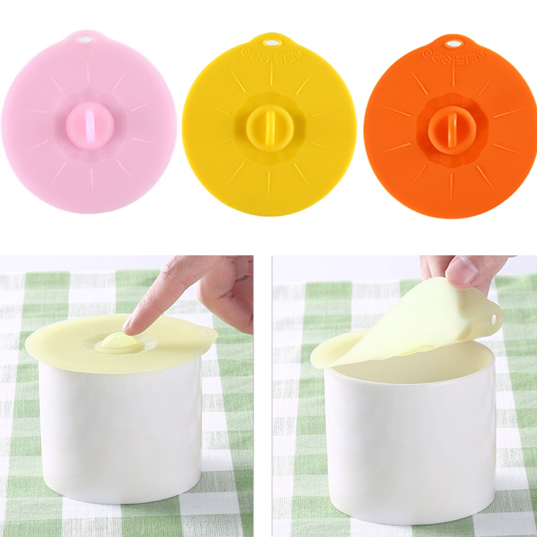 Kitchen Storage Cup Cover Silicone Cup Cover Lovely Odorless Cap Lid Leak Proof Fresh-Keeping Sealed Coffee Suction Seal Lid Cap