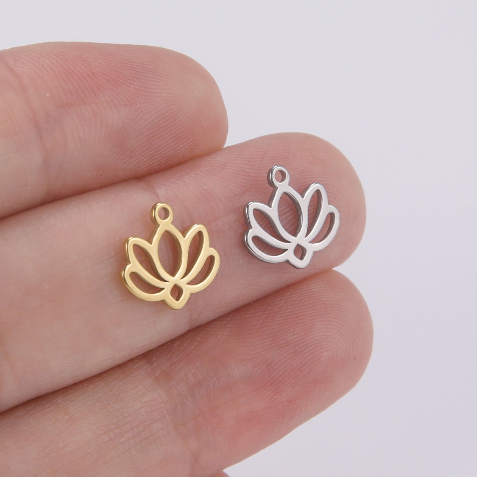 Skyrim – breloque fleur de Lotus en acier inoxydable, 5 pièces/lot, pour la fabrication de bijoux, Chakra bouddhisme, bricolage, pendentif pour boucle d'oreille, Bracelet