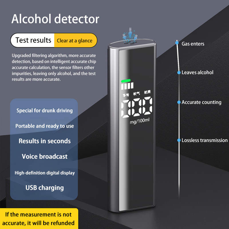 Xiaomi Portable Breathalyzer w/Semiconductor Sensor Instant BAC Result Digital Display Keychain Alcohol Tester Home Car
