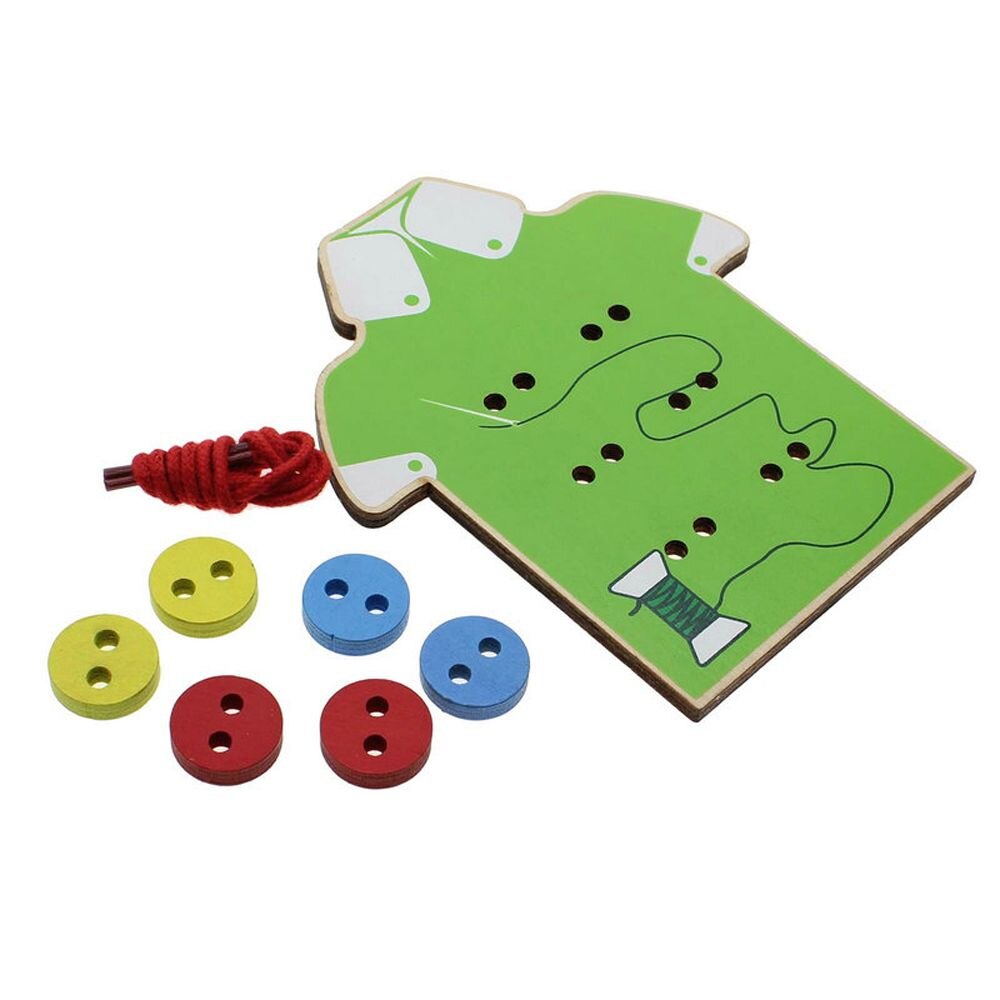 abalorios para niños Tabla de cordones juguetes de madera para niños pequeños botones para coser educación temprana enseñanza SIDA para niño niña niños