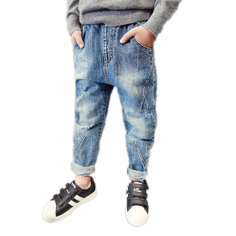 Drenge bukser jeans drenge jeans til forår efterår børne denim bukser børn solidt hul afslappet børn haremsbukser