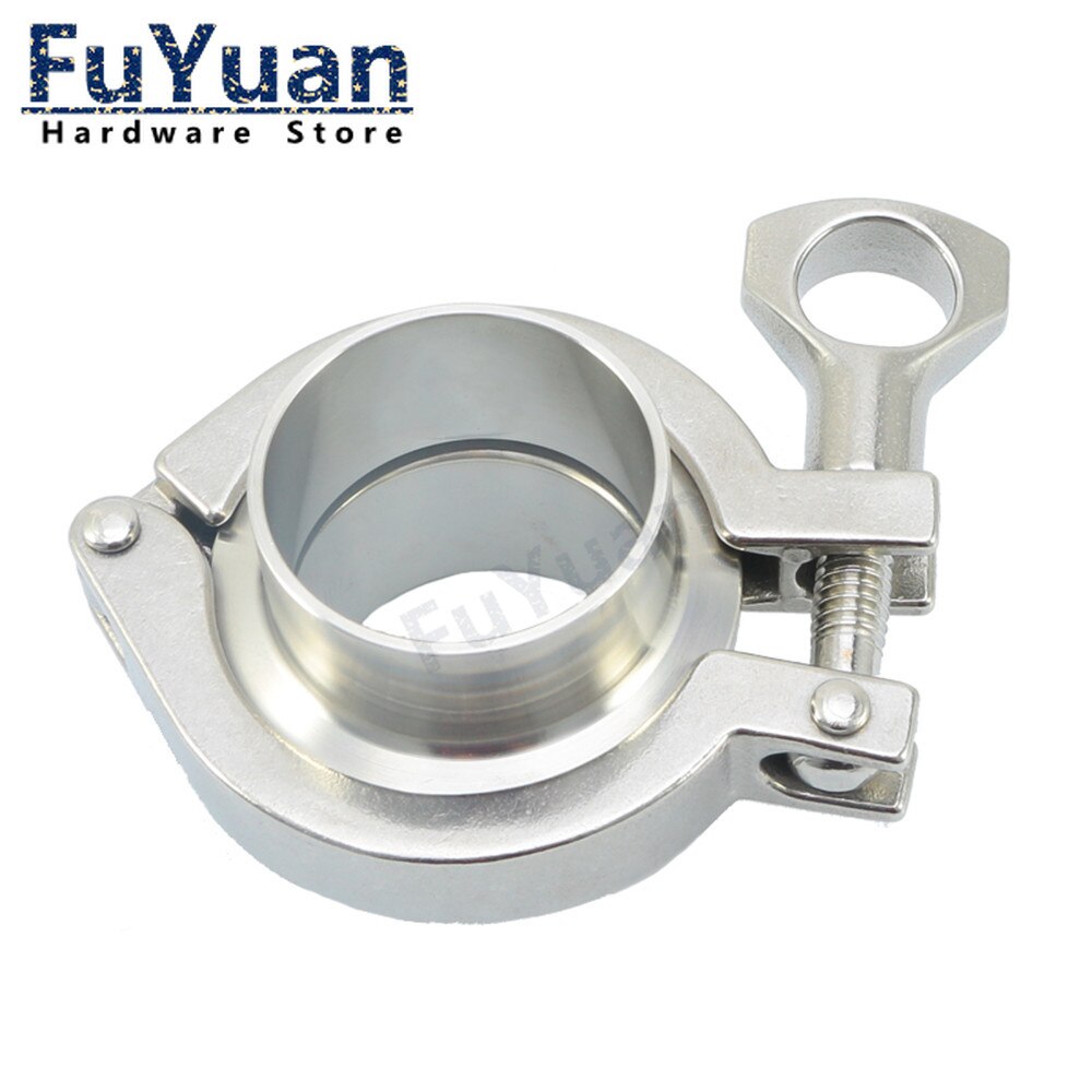 1PCS 38mm 51mm Sanitary Flange Pipe Weld Ferrule + Tri Clamp + PTFE or Silicone Gasket Stainless Steel SUS SS 304 triclamp