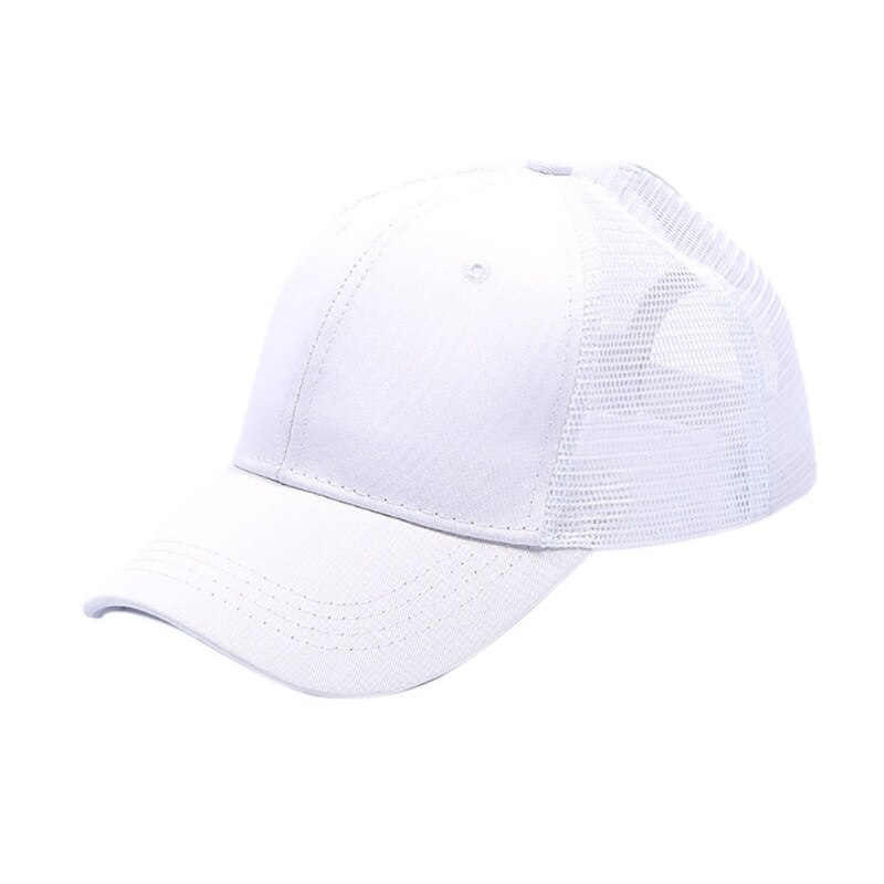 1pc Ponytail Cap Women Men Cotton Adjustable Sunshade Mesh Sun Hat Sportswear Accessory: W