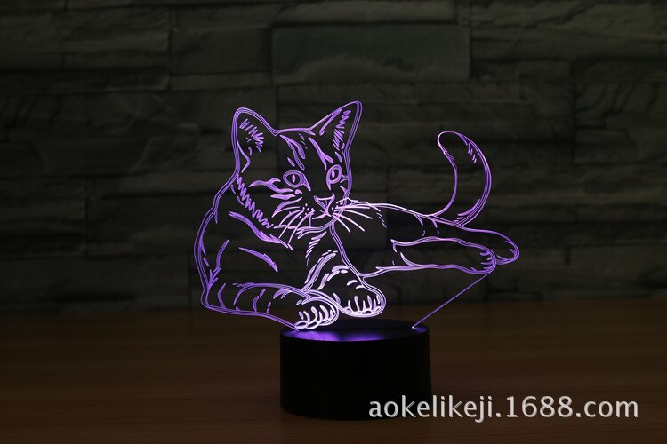 Cat Series Colorful Animal Model Cat 3D Light LED Small Night Light Table Lamp Visual Light 8188