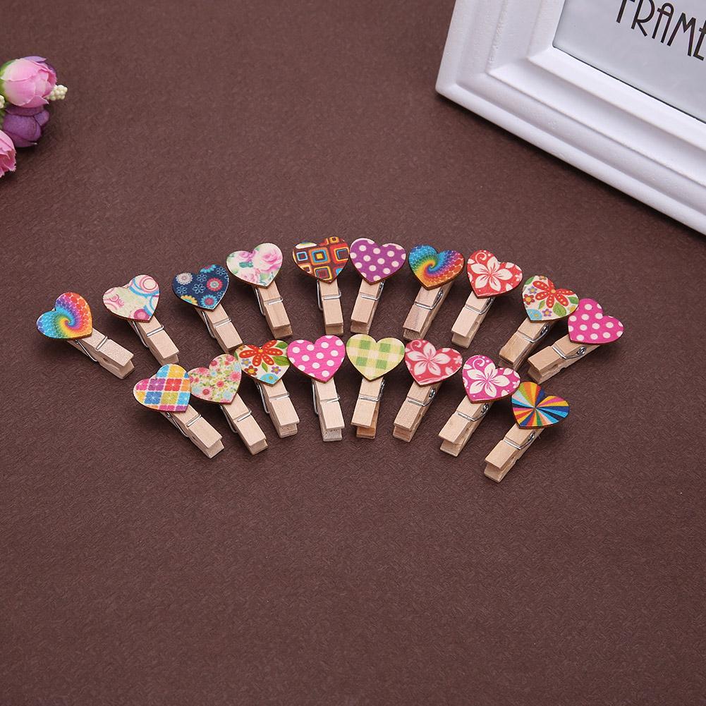 50Pcs Liefde Hart Kleine Houten Wasknijper Craft Clips Diy Foto Kaarten Peg Mini Houten Clips Postcard Clips Bruiloft Decoratie