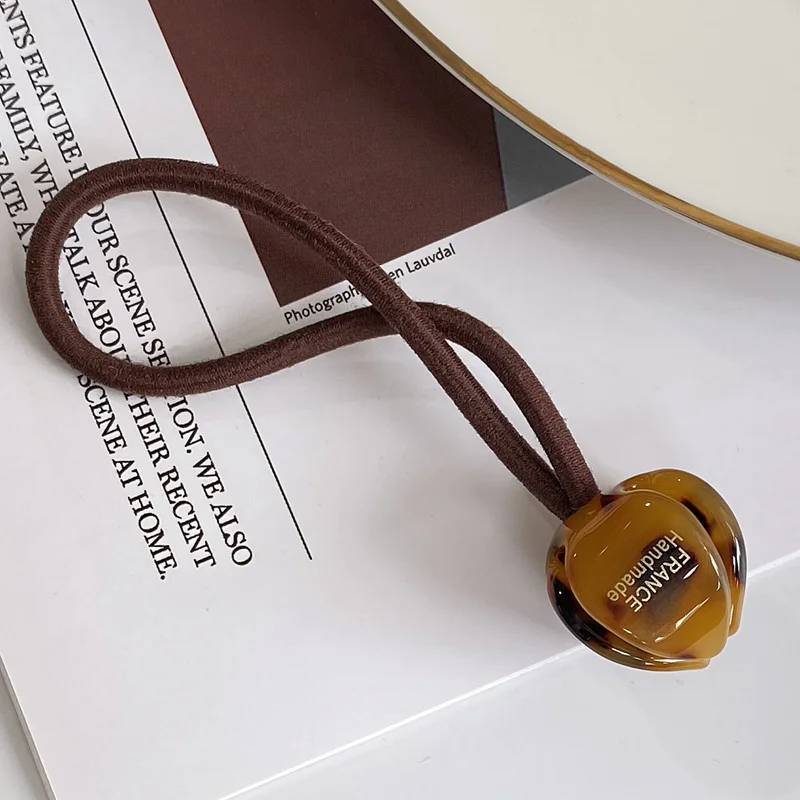 Círculo de pelo de flores coreano, cabeza de capullo de flor, cabeza de bola, cuerda para el pelo de cola de caballo alta, cuerda para el cabello enrollada, accesorio para el cabello de mujer: CAMEL