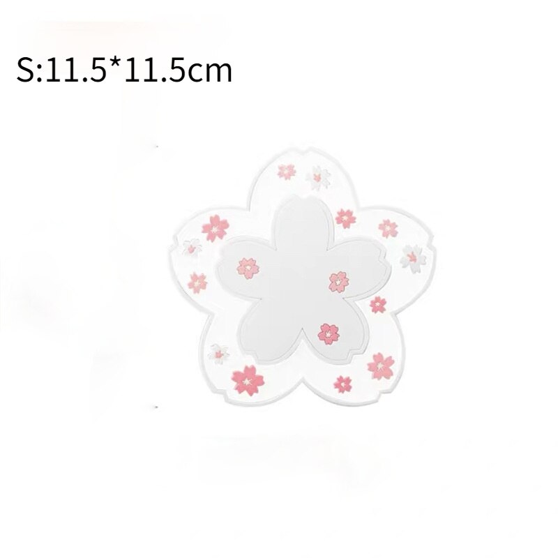 Cherry Blossom Isolatie Warmte Tafel Mat Anti-Slip Thee Cup Melk Mok Bloem Koffie Cup Coaster: White-S