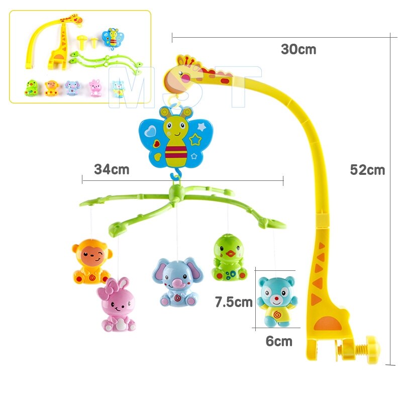 Baby Rattles Crib Mobiles Toy Animal Giraffe Rotating Bed Bell Musical Box 0-12 Months Infant Holder Clockwork Kids: Default Title