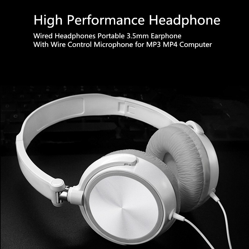 Wired Headphones With Microphone Over Ear Headsets Bass HiFi Sound Music Stereo Earphone For Android PC Gaming Headset