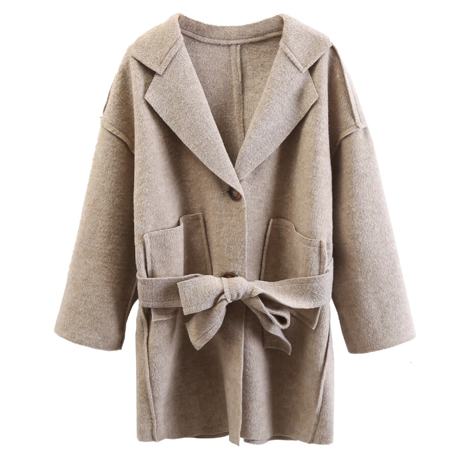 girl wool coat wool Long Sleeve belted Windbreaker autumn winter clothes Kids jacket Outwear