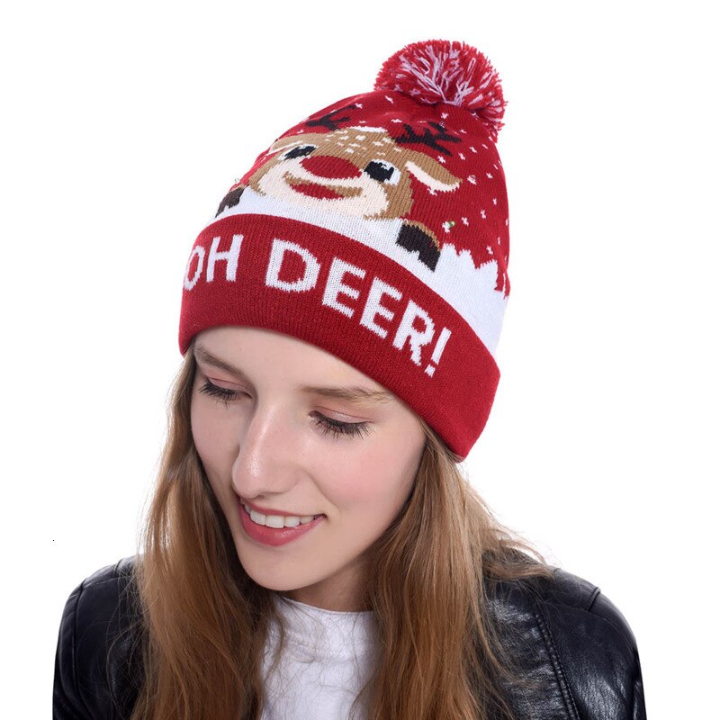 Vintermössor för kvinnor led light-up stickad ful tröja xmas jul mössa gorros mujer invierno bonnet femme
