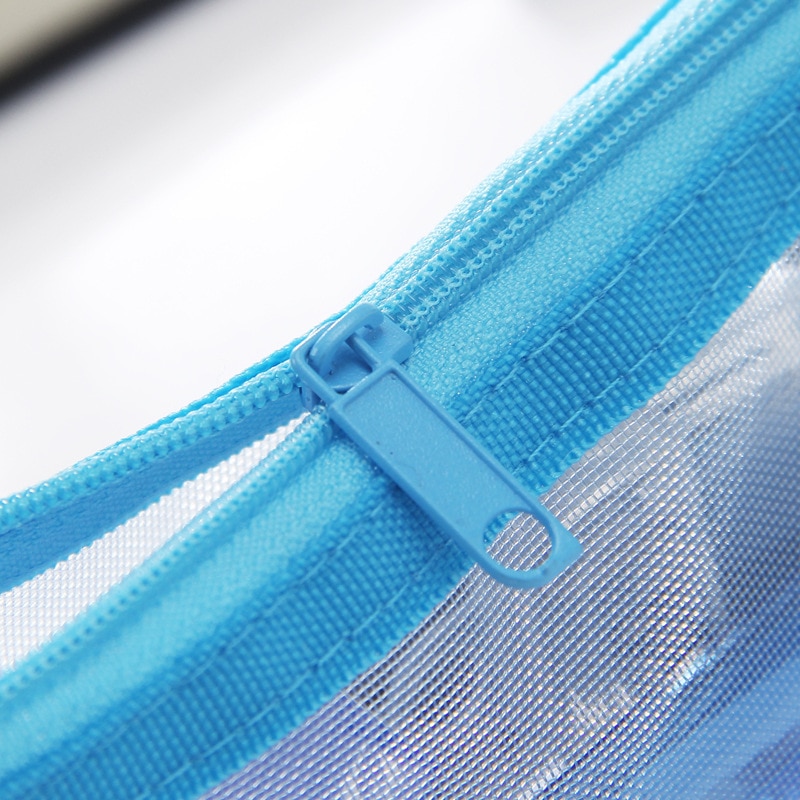 1pcs Transparent Grid Zipper Pen Bag Pencil Case Storage Bags for Girls School Stationery Supplies kids Student