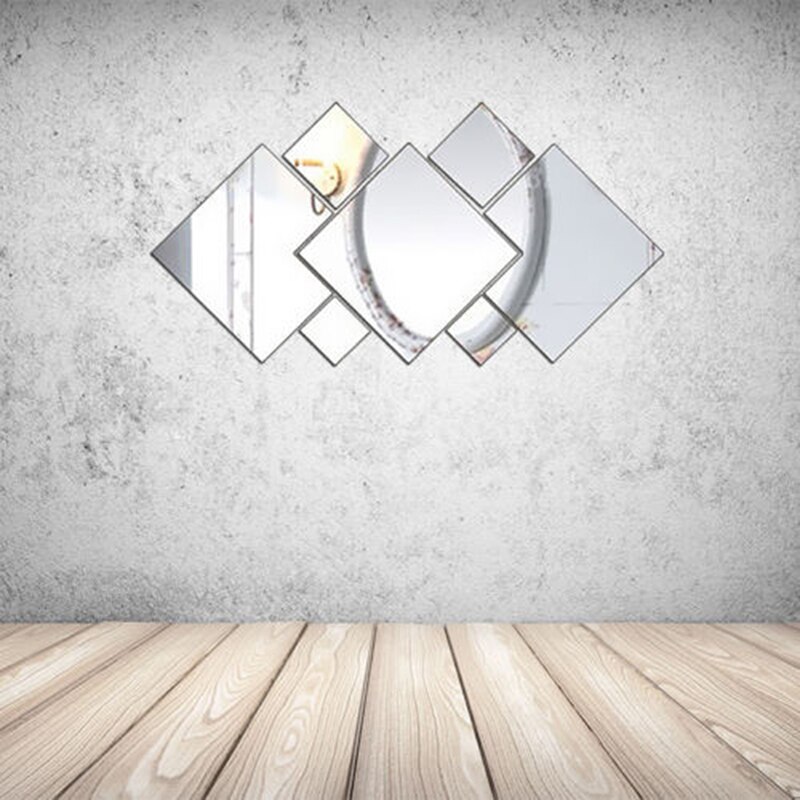 decoración de habitación espejo decorativo paredPegatina de espejo para pared, sala de estar calcomanía de único para, decoración del hogar, bricolaje, , pared de fondo moderna, 7 Uds.,: Silver