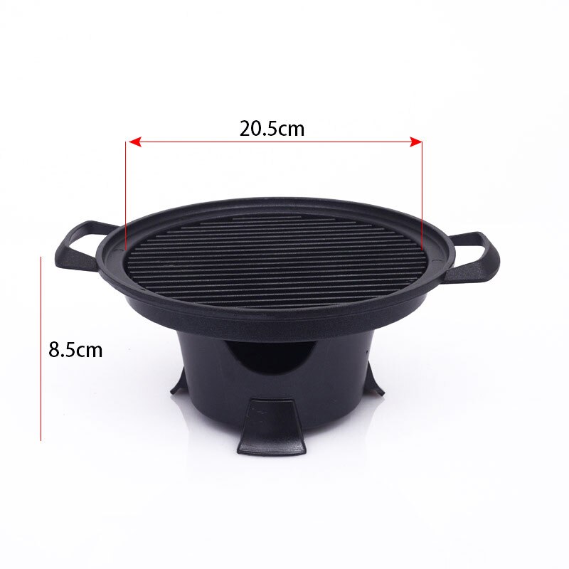 Mini BBQ Grill Household Smokeless Barbecue Grill Home Garden Outdoor BBQ Oven Plate Roasting Cooker Meat Tools Alcohol Stove: C