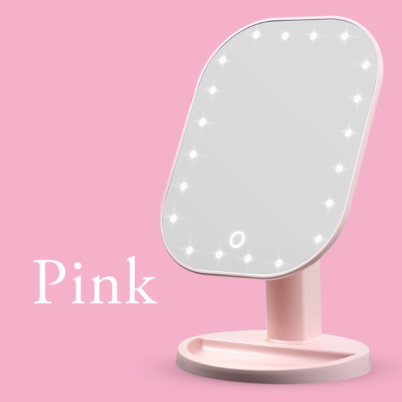 Touch Dimmer LED Mirror Touch Screen Makeup Mirror Luxury Mirror With 20 LED Lights 180 Degree Adjustable Table MakeUp Mirror
