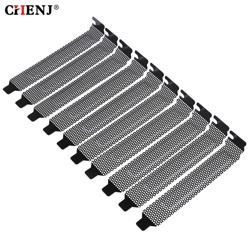 10pcs/pack Black Hard Steel Dust Filter Blanking Plate PCI Slot Cover With Screws