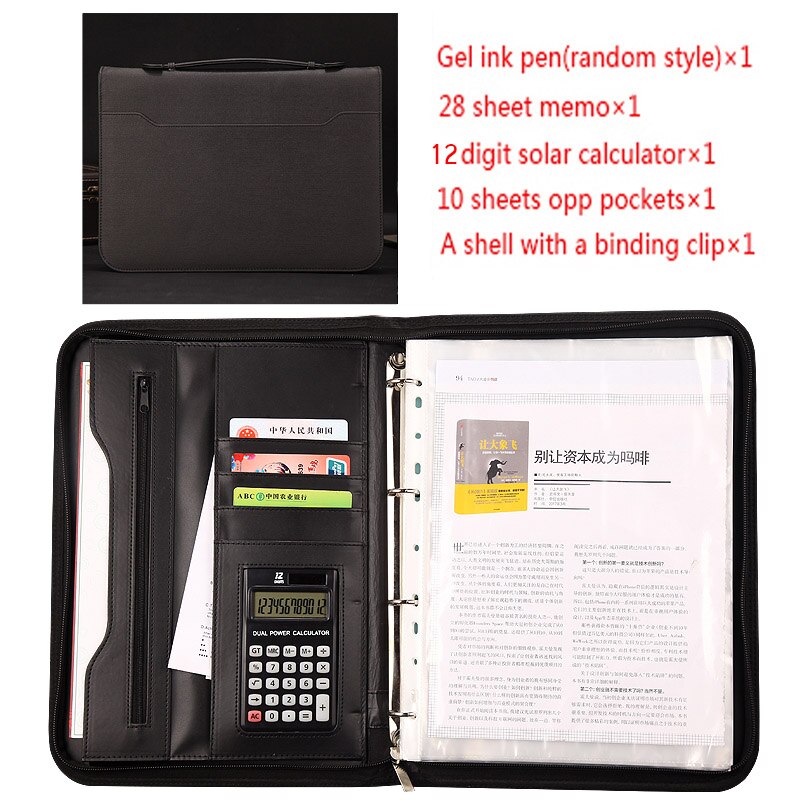 Case Folder Inventory Business zipper PU leather portfolio A4 documents ... – Grandado