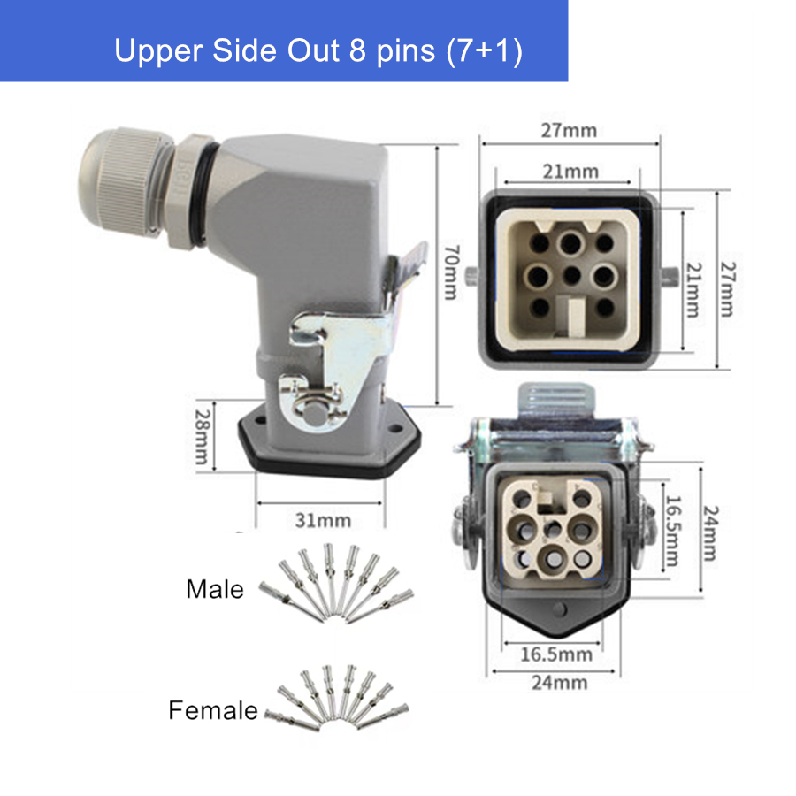 Heavy Duty Connector Aviation Plug Socket Rectangular Industrial HA- Series 4 5 6 8 Pin Water Proof IP65 Male Female 10A 16A: Orange
