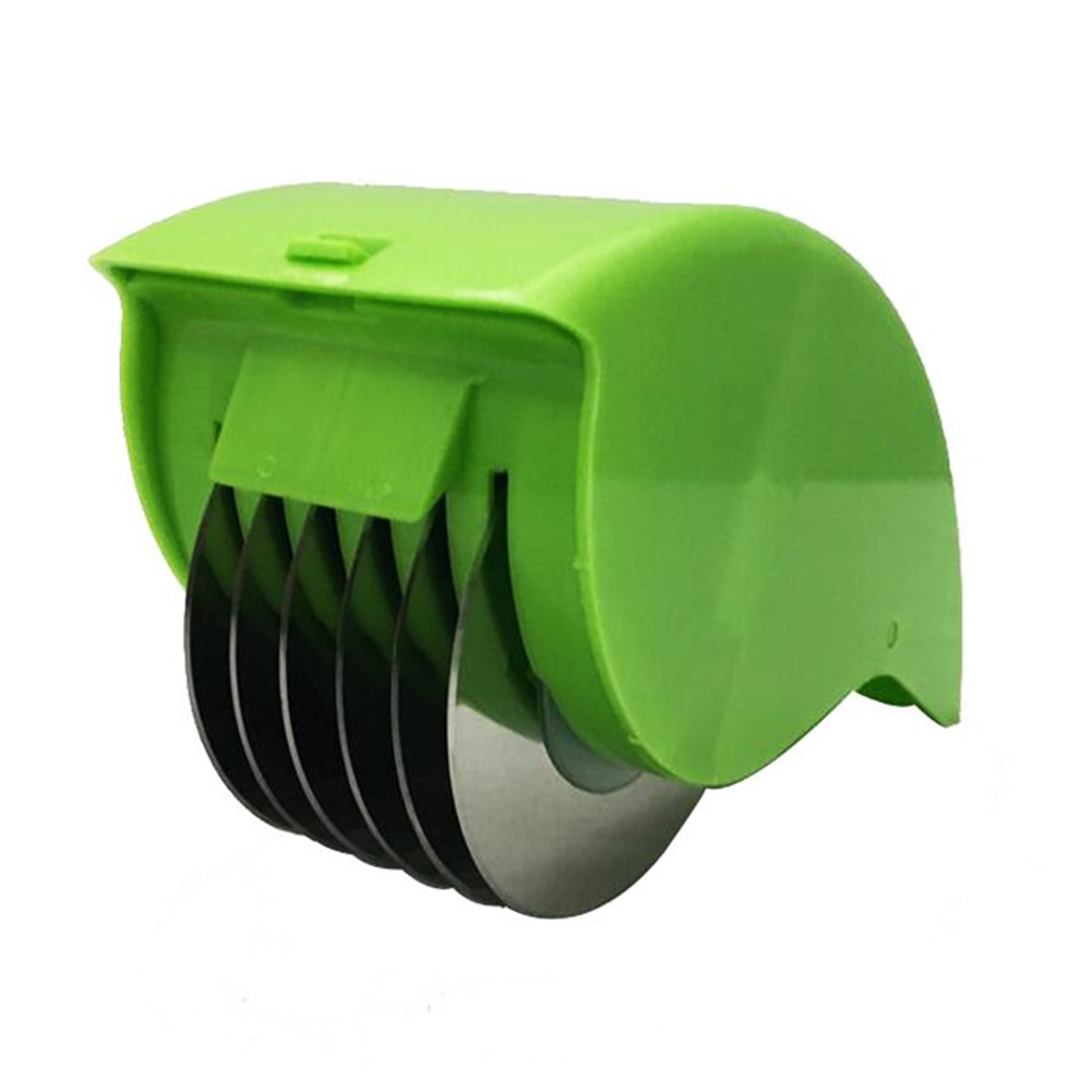 Manual Roller Stainless Steel Blade Kitchen Vegetable Chop Herb Rolling Roll Rollers Mincer Manual Hand Scallion Cutter Slicer: Green