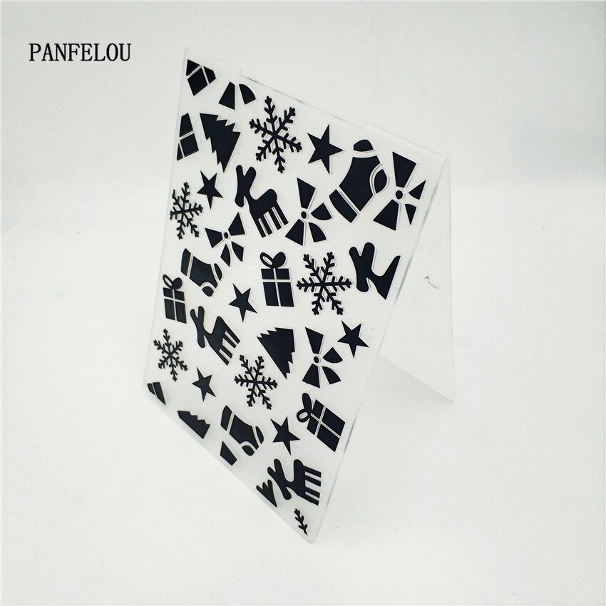 PANFELOU Christmas doll card Embossing folders Plastic For Scrapbooking DIY Template Fondant Cake Photo Album Card Making