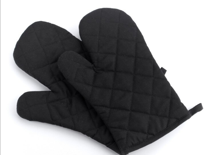 2 stks/set Kichen Magnetron Handschoenen Bakken Oven Speciale Warmte-isolatie Anti-strijken Hittebestendige Handschoenen: Black