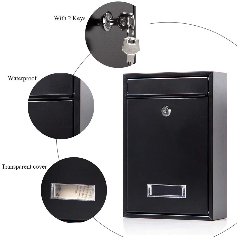 Outdoor Lockable Wall Mounted Hanging Iron Post Letter Box Mailbox with Key Password Mailbox Outdoor Letterbox Outdoor Wall Boxe