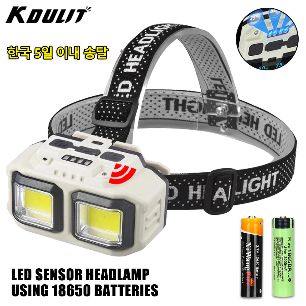 Krachtige COB LED-koplamp USB oplaadbare hoofdzaklamp Hoofdlamp 18650 batterij Waterdichte koplamp Camping Vissen Lantaarn