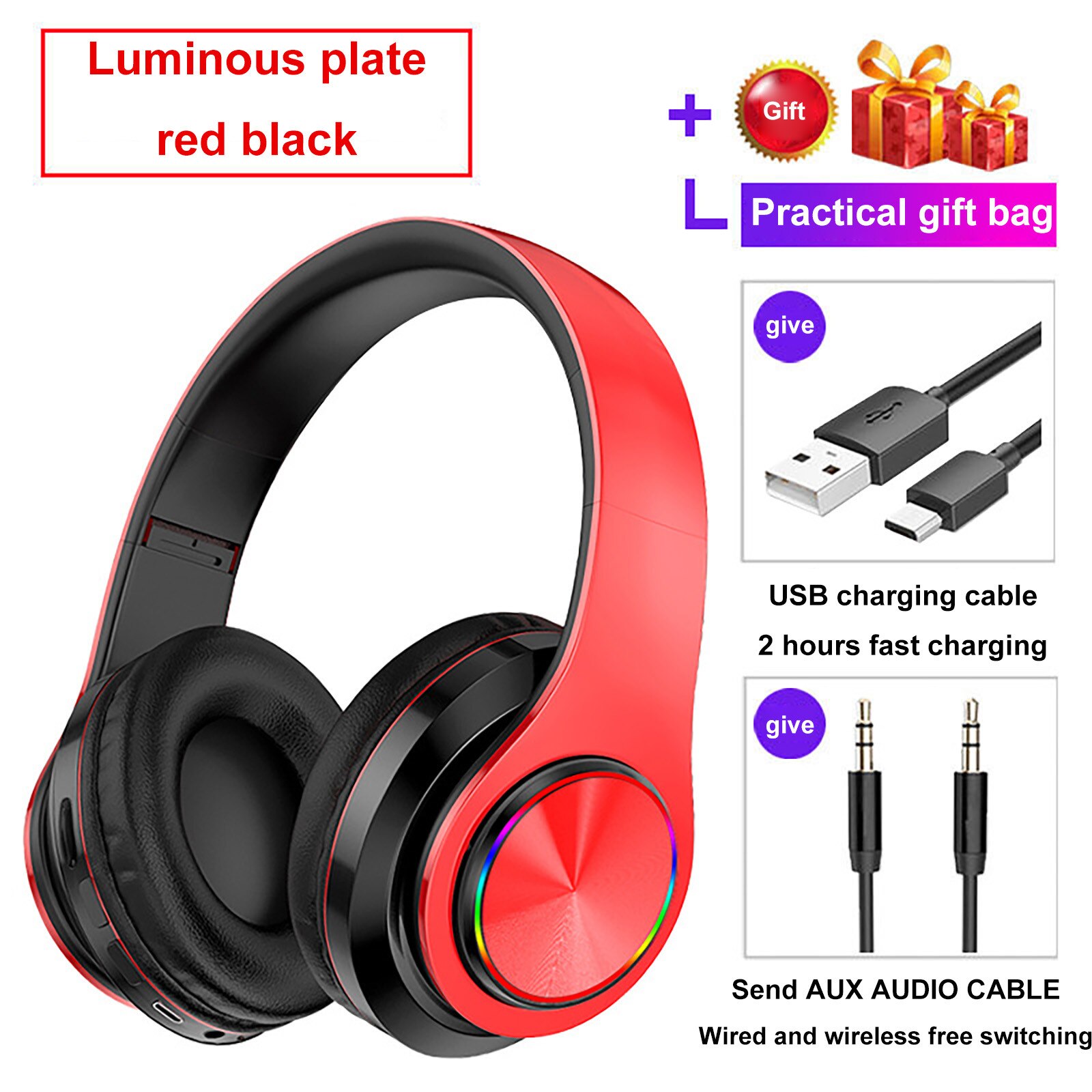 Over Ear Oortelefoon Stereo Hifi Gaming Sport Tws Hoofdtelefoon Mp3 Bluetooth Headset Opvouwbare Bass Voor Video Game Laptop Met Microfoon: Red